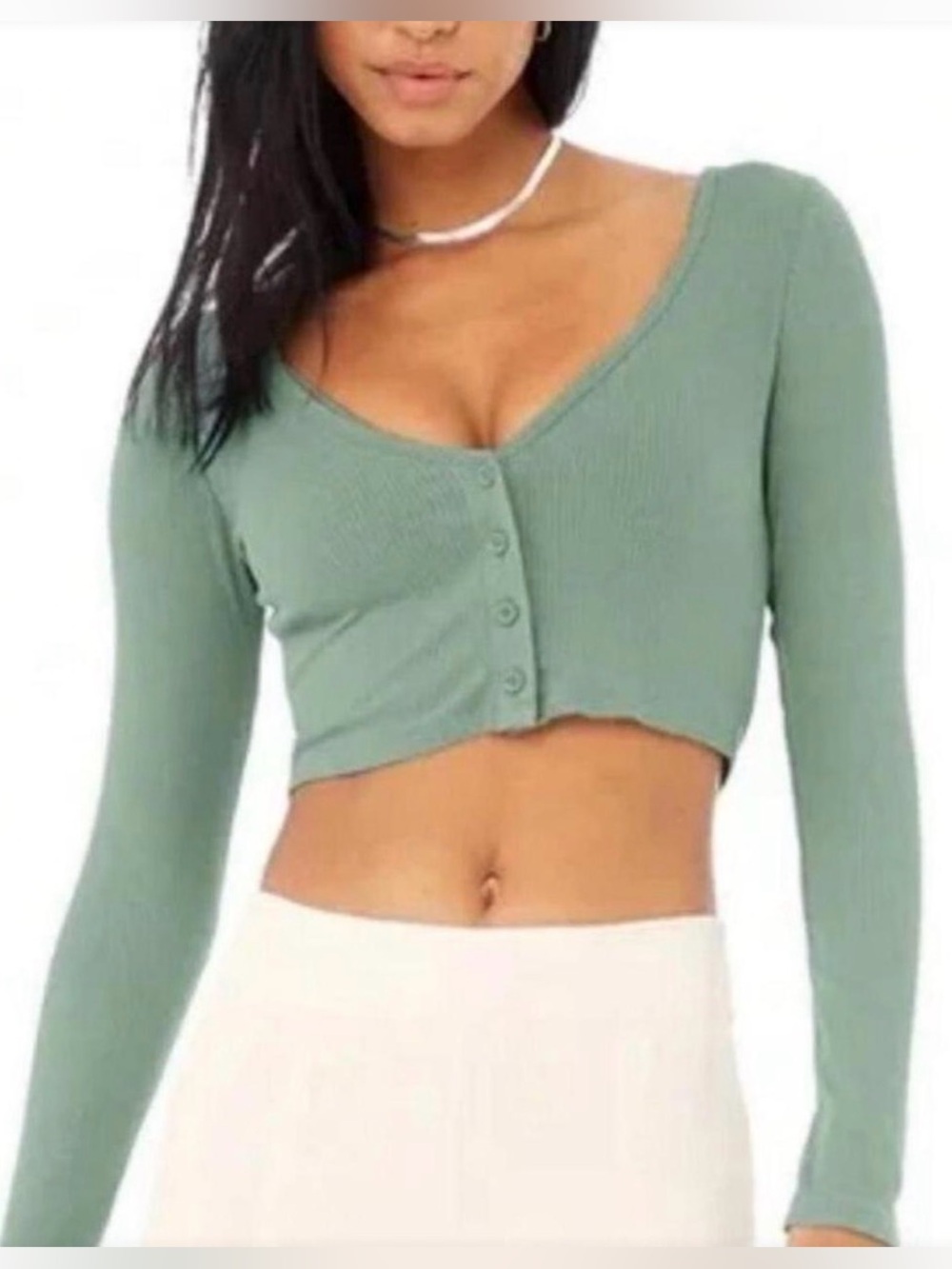 ALO Yoga Ribbed Cropped Whisper Cardigan size Small